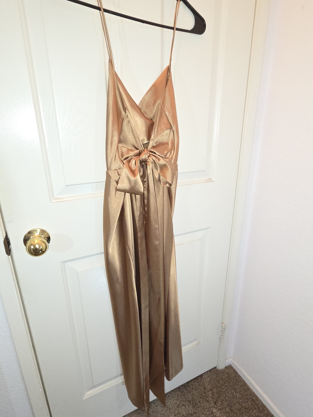 Grace Loves Lace Metallic Gold Satin Tie-Front Midi Dress